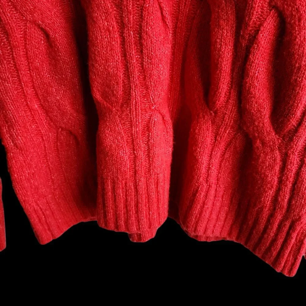 American Eagle Outfitters Womens LG Orange Cable Knit Sweater Pullover